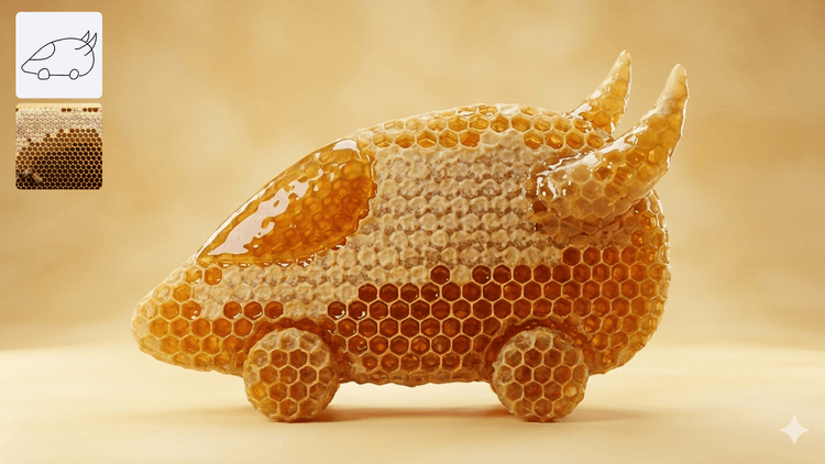 نسخهای از ماشین اسباببازی با متریال متفاوت، خروجی Nano Banana
